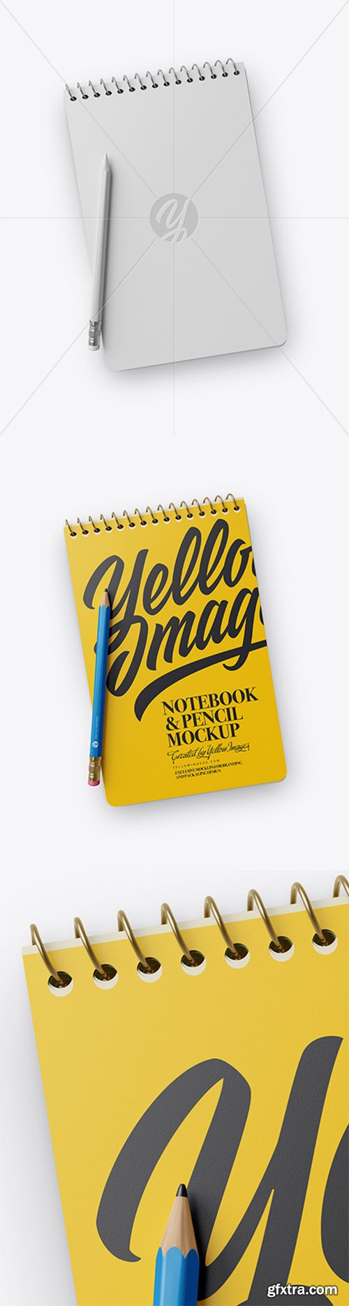 Notebook & Pencil Mockup - Top View 19626