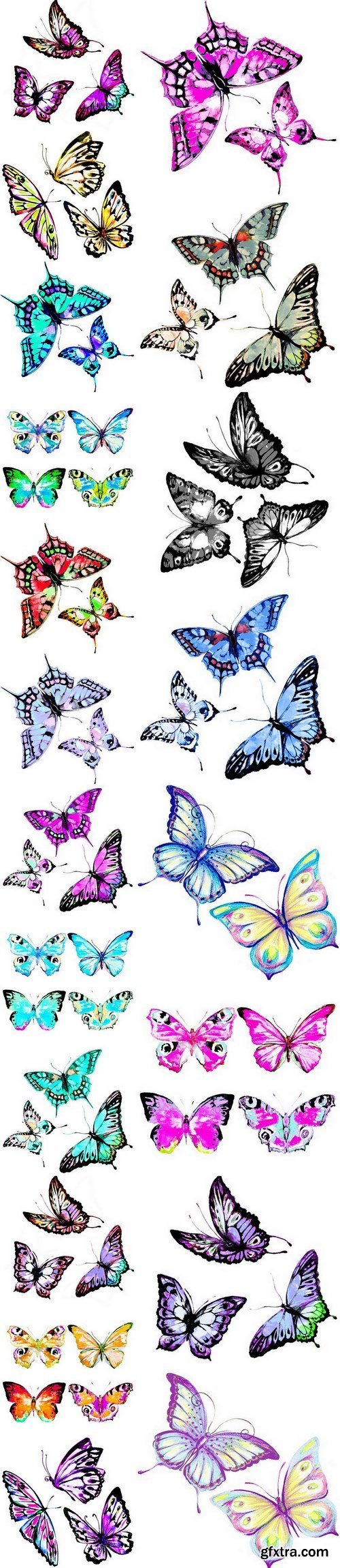 Beautiful watercolor butterflies - 20xUHQ JPEG