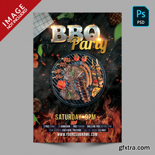 Dark bbq party poster template flyer Premium Psd