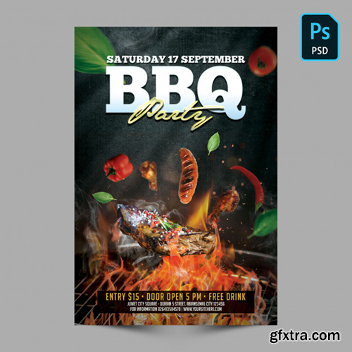 Bbq party poster invitation template Premium Psd