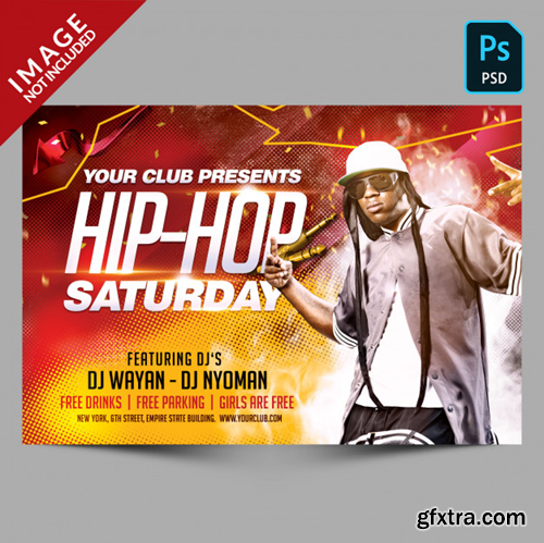 Hip-hop saturday party flyer template Premium Psd