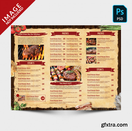 Vintage trifold menu back side Premium Psd