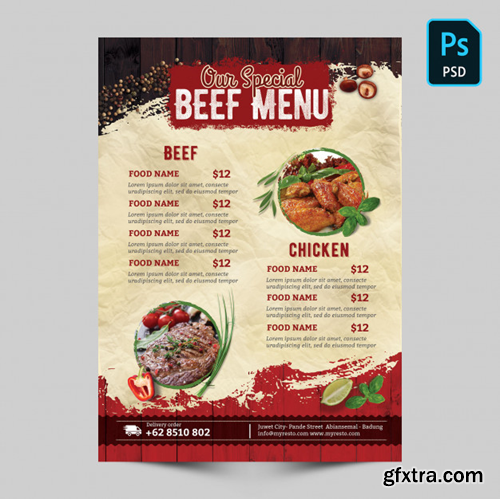 Special beef menu Premium Psd