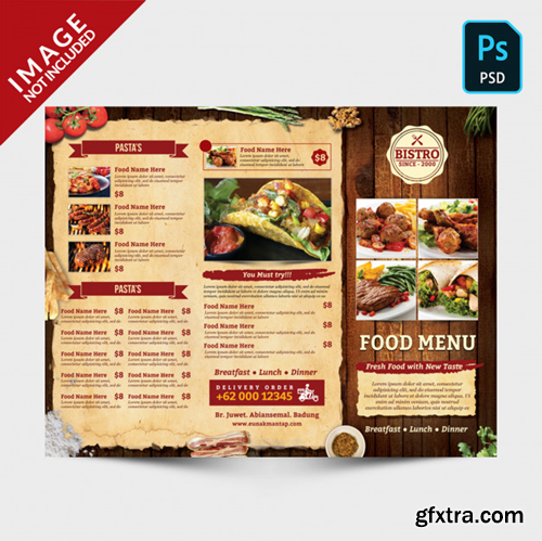 Vintage trifold menu front side Premium Psd