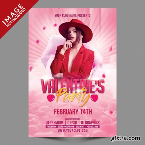 Valentines party poster psd template Premium Psd