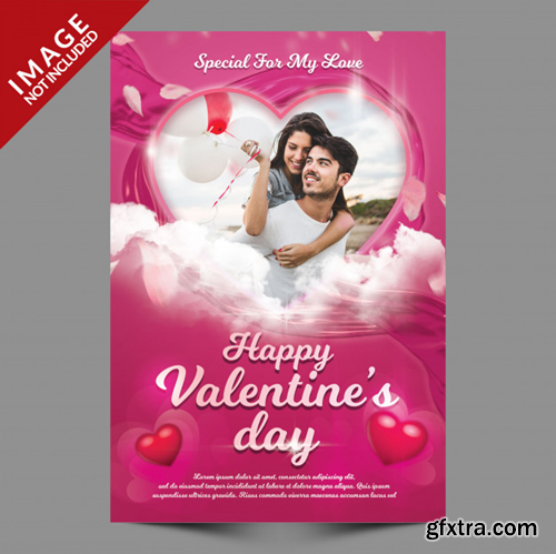 Valentine greeting photo mockup flyer Premium Psd