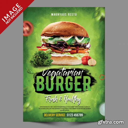 Vegetarian burger flyer template Premium Psd