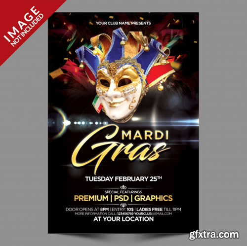 Mardi gras flyer template Premium Psd