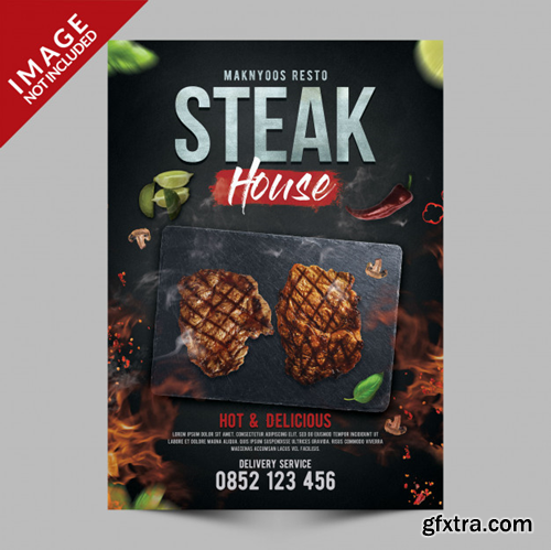 Steak house poster template Premium Psd