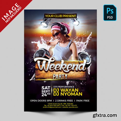 Weekend party flyer template Premium Psd