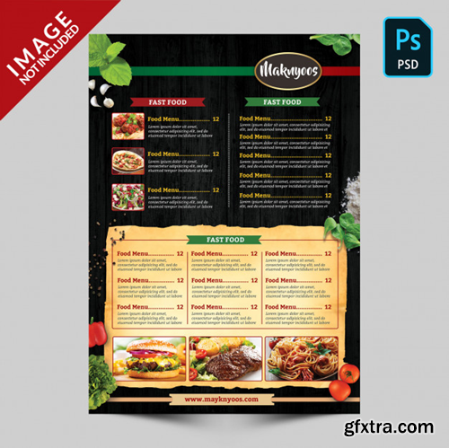 Italian restaurant food menu back side template Premium Psd