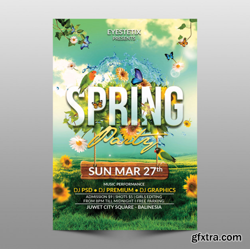 Spring party flyer Premium Psd