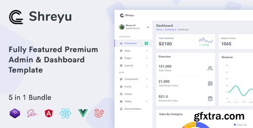 ThemeForest - Shreyu v1.0.1 - Admin & Dashboard, Angular, React, Vue and Laravel - 24920493