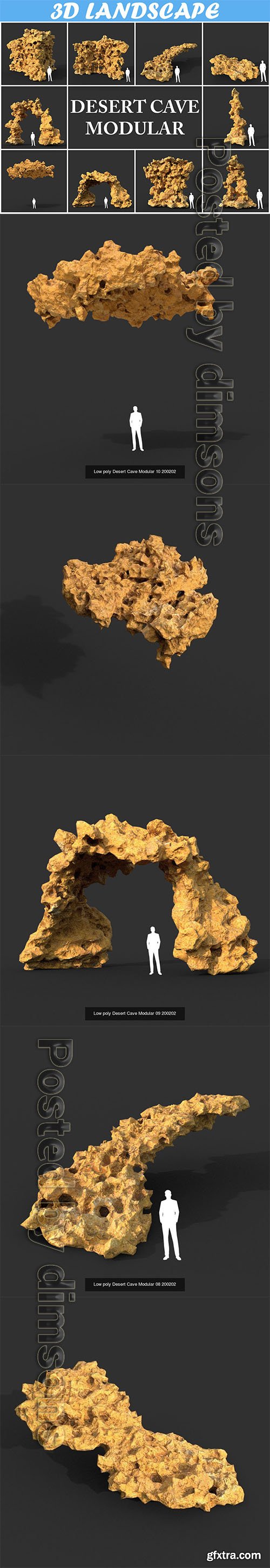 Cgtrader - Low poly Desert Cave Modular Pack 200202 3D Model Collection