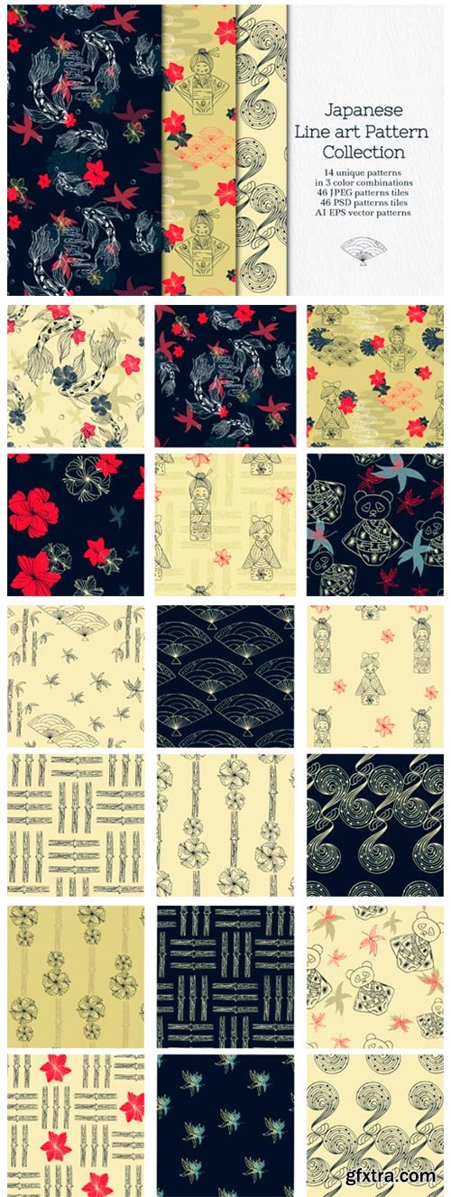 Line Art Japanese Pattern Collection 2962421