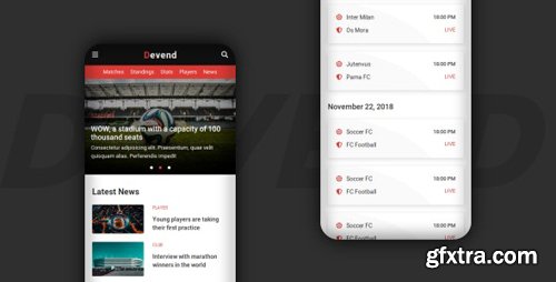 ThemeForest - Devend v1.0 - Football & Soccer Mobile Template (Update: 14 October 19) - 22818344