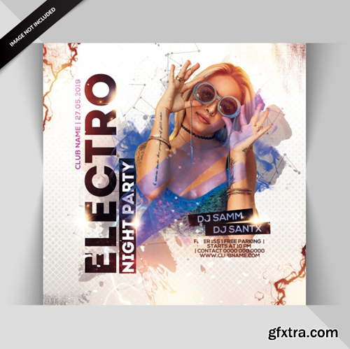 Electro night party flyer Premium Psd