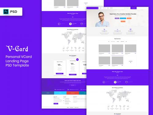 V-Card Landing Page PSD Template - v-card-landing-page-psd-template