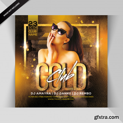 Gold club party flyer Premium Psd