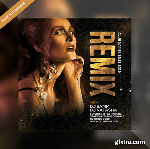 Dj remix party square flyer Premium Psd