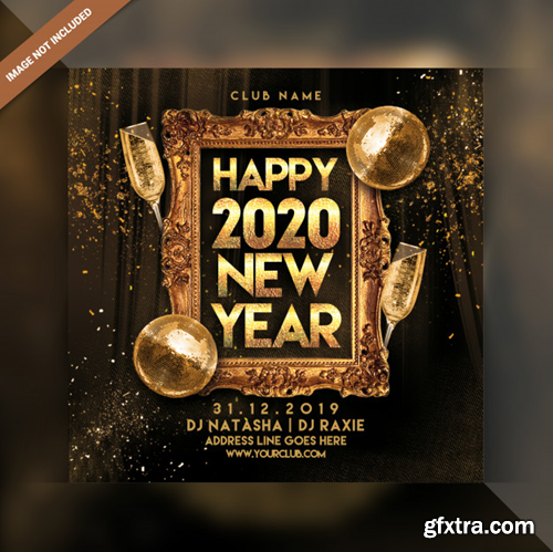 Happy new year 2020 party flyer Premium Psd