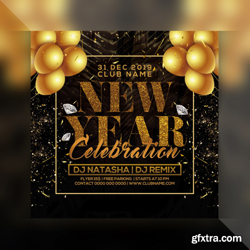 Happy new year party flyer Premium Psd