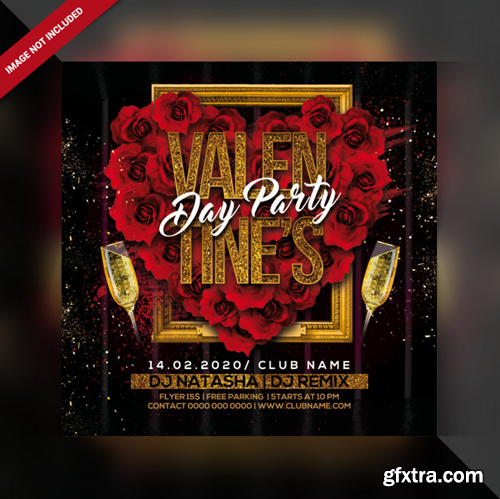 Valentine\'s day party flyer Premium Psd