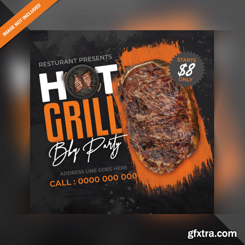 Hot grilled food instagram post Premium Psd