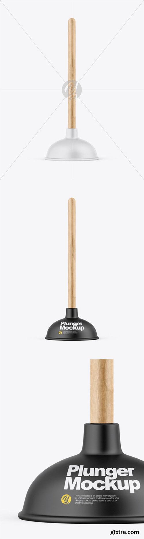 Matte Plunger W/ Wooden Handle Mockup 55323