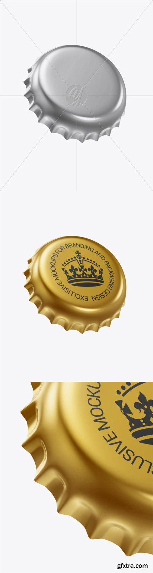 Glossy Metallic Bottle Cap Mockup 55283