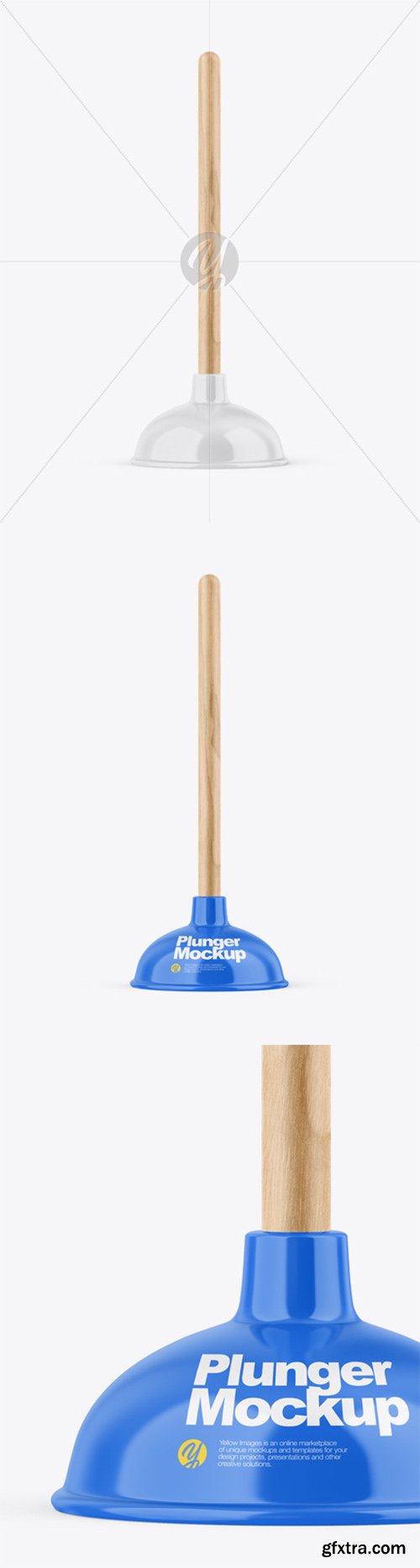 Glossy Plunger W/ Wooden Handle Mockup 55327