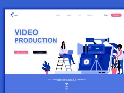 Video Production Flat Landing Page Template - video-production-flat-landing-page-template