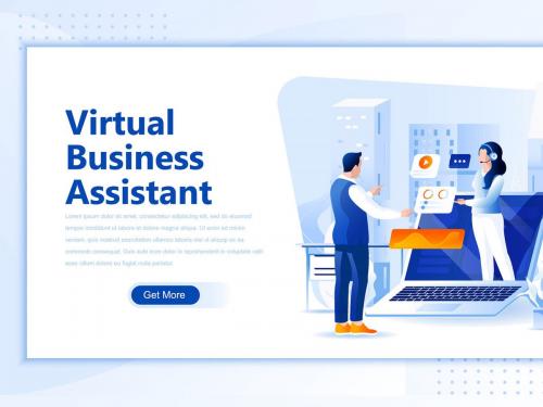 Virtual Business Assistan Flat Landing Page Header - virtual-business-assistan-flat-landing-page-header