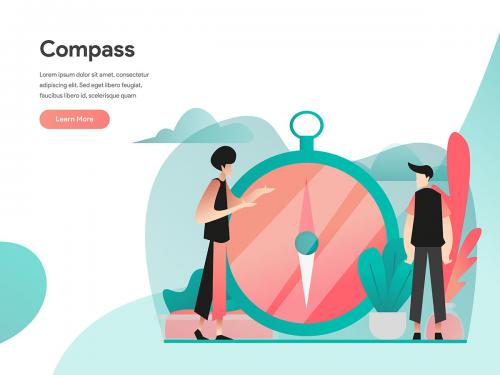 Vision and Compass Illustration Concept - vision-and-compass-illustration-concept