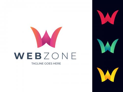 W letter logo template with 4 color variations - w-letter-logo-template-with-4-color-variations