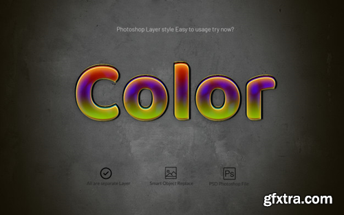 Shiny color photoshop 3d layer style text effect Premium Psd