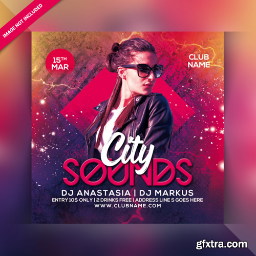 Sounds city party flyer Premium Psd