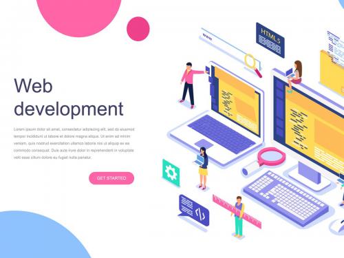 Isometric Concept Web Development - web-development-isometric-concept