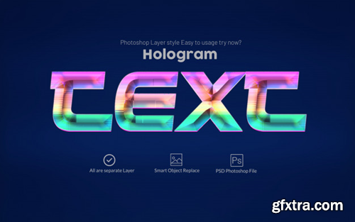 Holographic text style Premium Psd