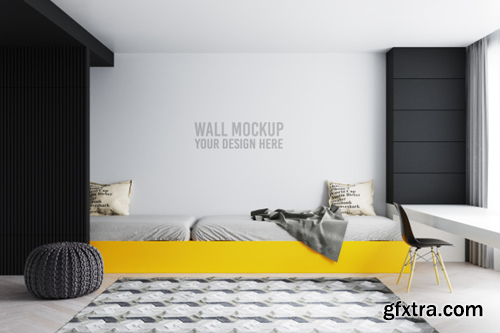 Interior children bedroom wall  with decorations Premium Psd