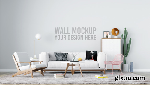 Living room wall mockup Premium Psd