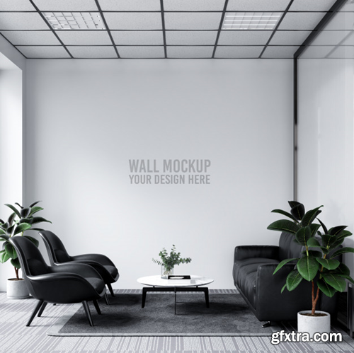 Modern office lobby waiting room wall mockup Premium Psd