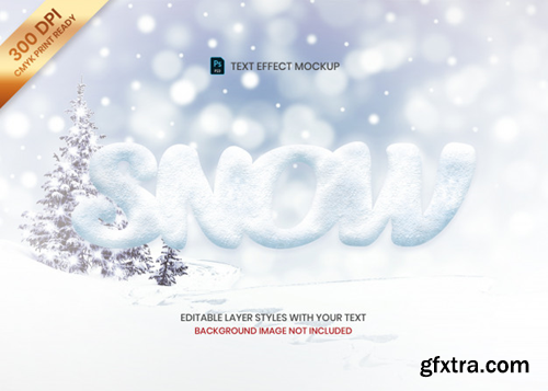 Simple snow texture logo text effect template Premium Psd