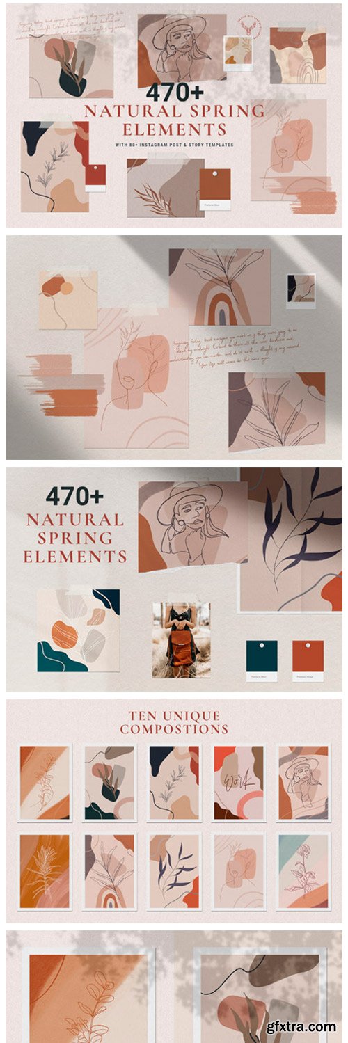 Natural Spring Graphics &amp; Insta Elements 2975454