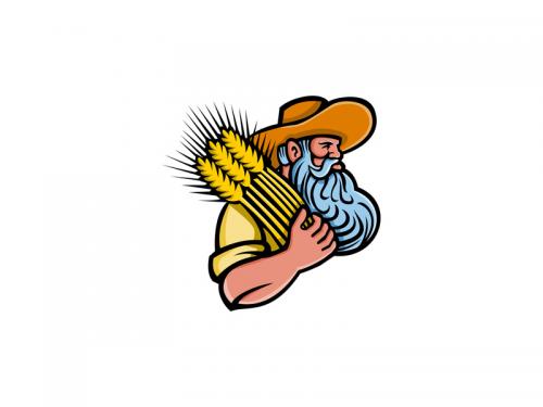 Wheat Grain Farmer With Beard Mascot - wheat-grain-farmer-with-beard-mascot