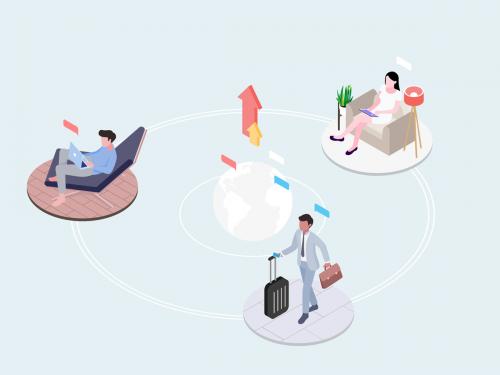 Work Anywhere with Cloud Computing Isometric Illustration - work-anywhere-with-cloud-computing-isometric-illustration