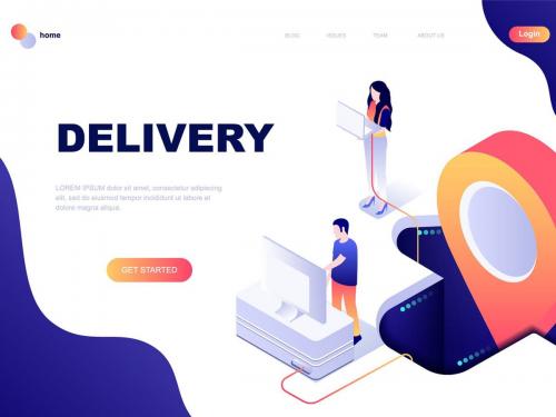 Worldwide Delivery Isometric Landing Page Template - worldwide-delivery-isometric-landing-page-template