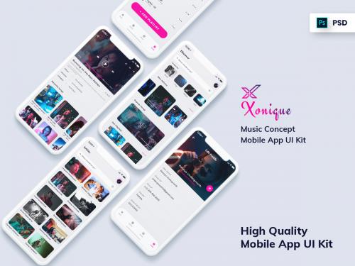 Xonique-Music Mobile App UI Kit Light Version - xonique-music-mobile-app-ui-kit-light-version