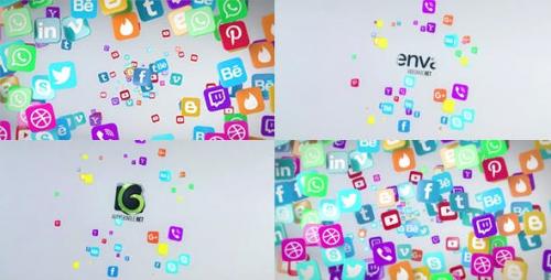 Videohive - Social Media Flying Icons Logo Reveal