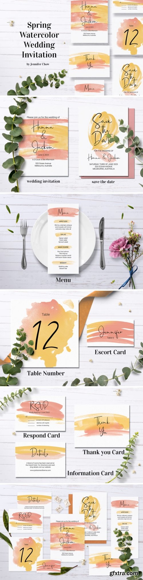 Spring Watercolor Wedding Stationery Set 2983713